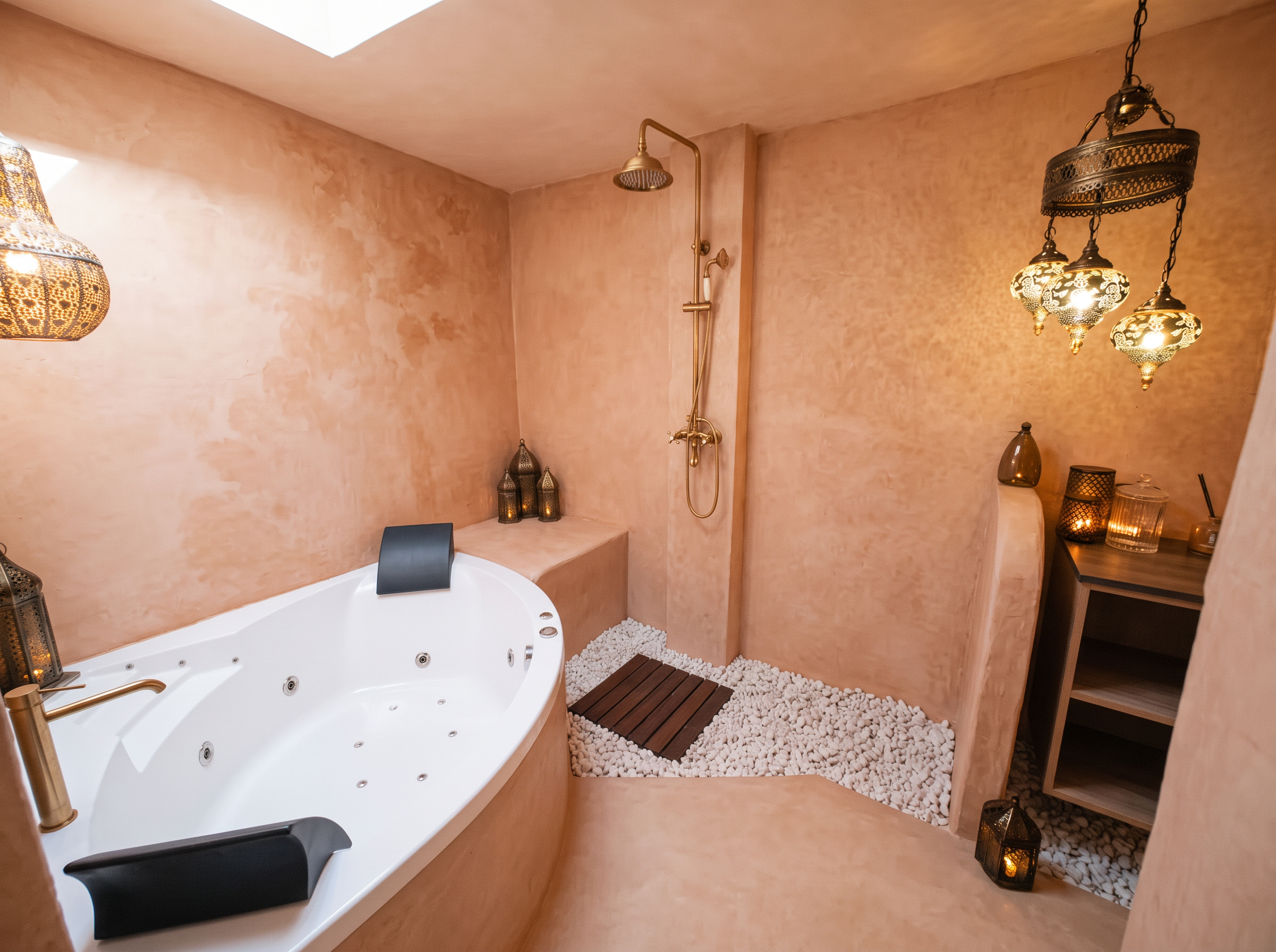 Bright spa-style bathroom in Cannes